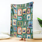 Australia Wildlife Christmas Stamp Blanket Green Aussie Native Animal Seamless Pattern