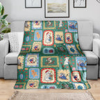 Australia Wildlife Christmas Stamp Blanket Green Aussie Native Animal Seamless Pattern