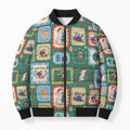 Australia Wildlife Christmas Stamp Bomber Puffer Jacket Green Aussie Native Animal Seamless Pattern