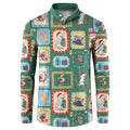Australia Wildlife Christmas Stamp Button Sweatshirt Green Aussie Native Animal Seamless Pattern