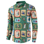 Australia Wildlife Christmas Stamp Button Sweatshirt Green Aussie Native Animal Seamless Pattern