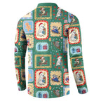 Australia Wildlife Christmas Stamp Button Sweatshirt Green Aussie Native Animal Seamless Pattern