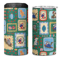 Australia Wildlife Christmas Stamp 4 in 1 Can Cooler Tumbler Green Aussie Native Animal Seamless Pattern