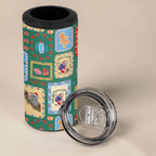 Australia Wildlife Christmas Stamp 4 in 1 Can Cooler Tumbler Green Aussie Native Animal Seamless Pattern