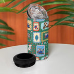 Australia Wildlife Christmas Stamp 4 in 1 Can Cooler Tumbler Green Aussie Native Animal Seamless Pattern
