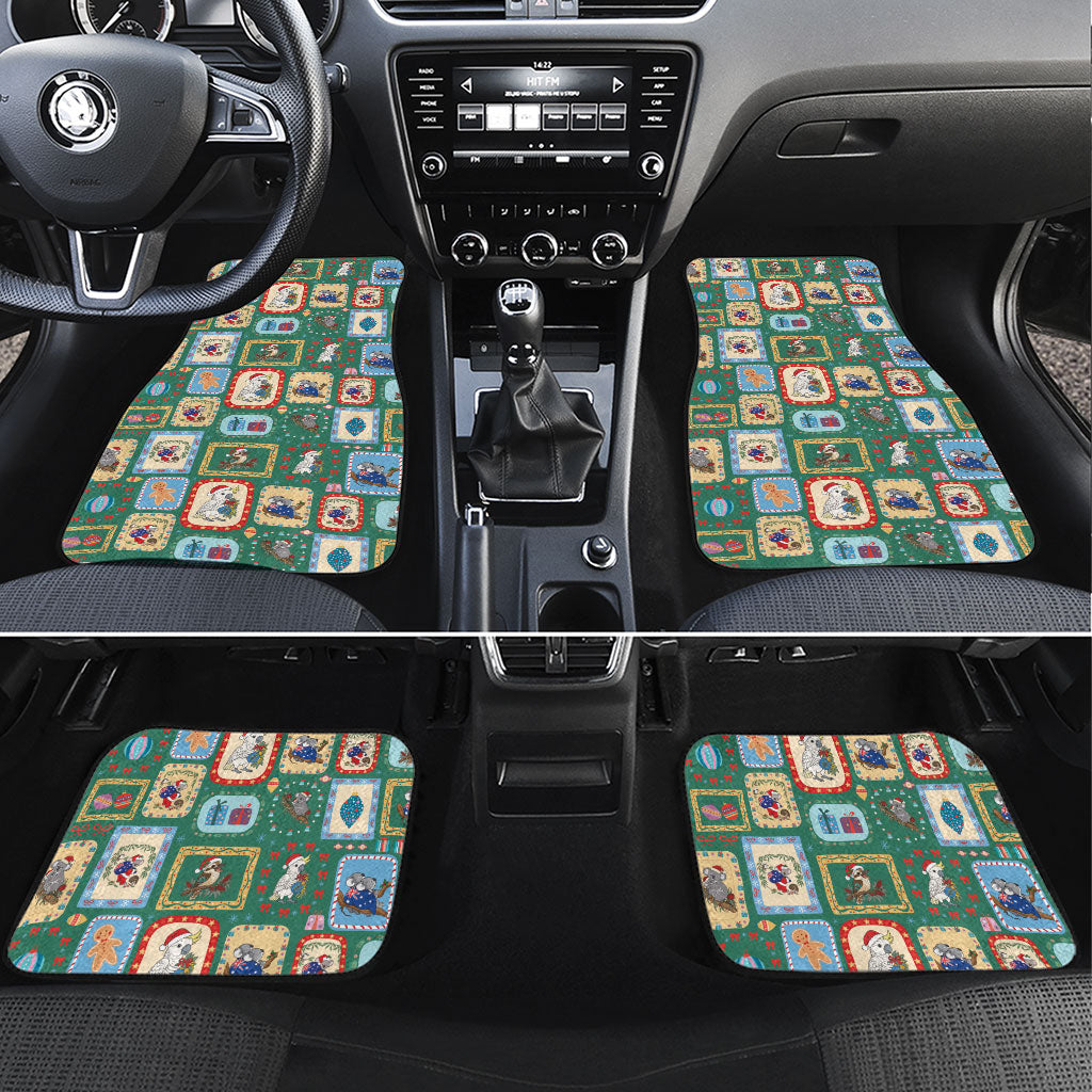 Australia Wildlife Christmas Stamp Car Mats Green Aussie Native Animal Seamless Pattern