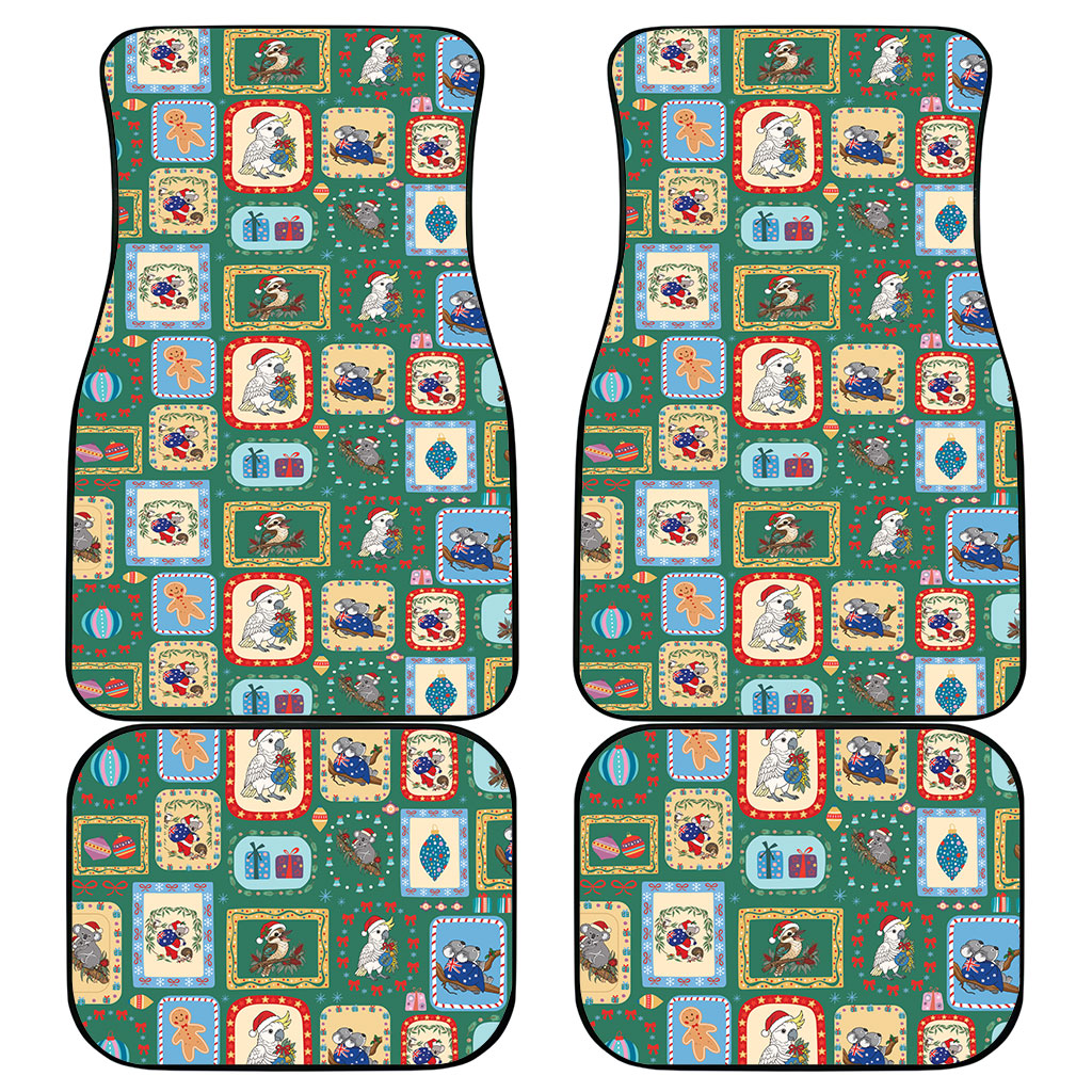 Australia Wildlife Christmas Stamp Car Mats Green Aussie Native Animal Seamless Pattern