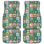 Australia Wildlife Christmas Stamp Car Mats Green Aussie Native Animal Seamless Pattern