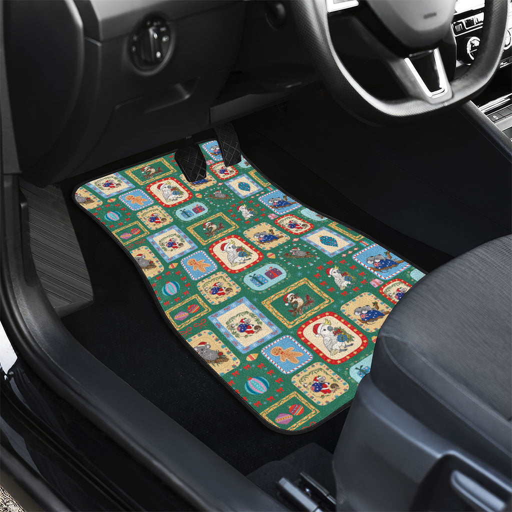 Australia Wildlife Christmas Stamp Car Mats Green Aussie Native Animal Seamless Pattern