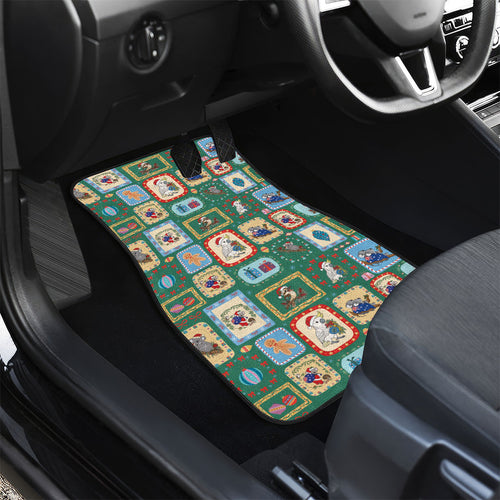 Australia Wildlife Christmas Stamp Car Mats Green Aussie Native Animal Seamless Pattern