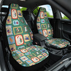 Australia Wildlife Christmas Stamp Car Seat Cover Green Aussie Native Animal Seamless Pattern