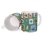 Australia Wildlife Christmas Stamp Ceramic Mug Green Aussie Native Animal Seamless Pattern