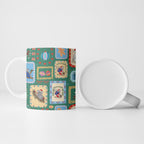 Australia Wildlife Christmas Stamp Ceramic Mug Green Aussie Native Animal Seamless Pattern