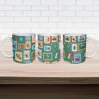 Australia Wildlife Christmas Stamp Ceramic Mug Green Aussie Native Animal Seamless Pattern