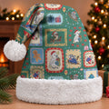 Australia Wildlife Christmas Stamps Christmas Santa Hat Green Aussie Native Animal Seamless Pattern