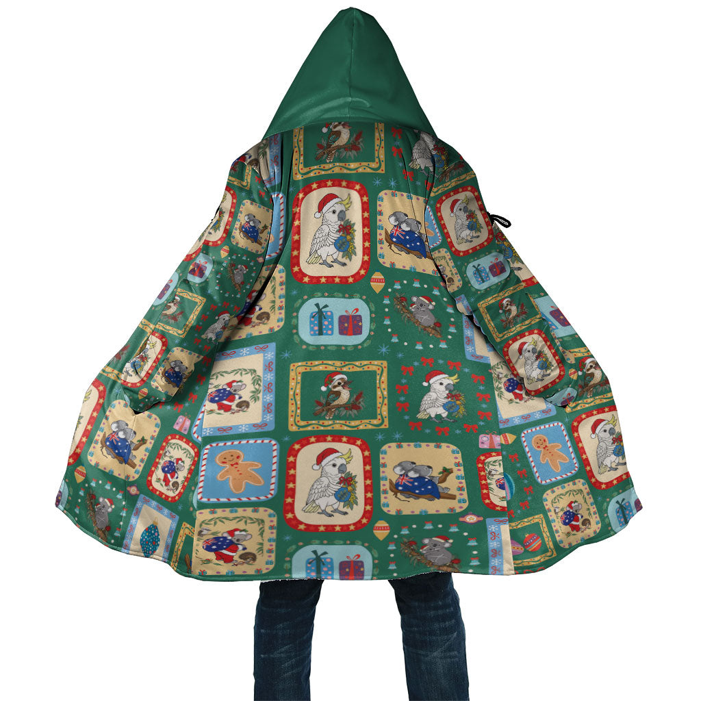 Australia Wildlife Christmas Stamp Cloak Green Aussie Native Animal Seamless Pattern