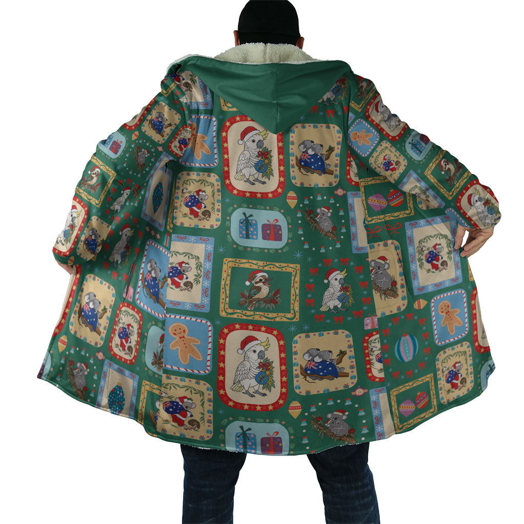 Australia Wildlife Christmas Stamp Cloak Green Aussie Native Animal Seamless Pattern