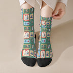 Australia Wildlife Christmas Stamp Crew Socks Green Aussie Native Animal Seamless Pattern