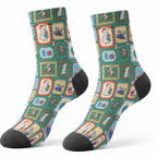 Australia Wildlife Christmas Stamp Crew Socks Green Aussie Native Animal Seamless Pattern