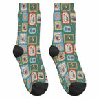 Australia Wildlife Christmas Stamp Crew Socks Green Aussie Native Animal Seamless Pattern