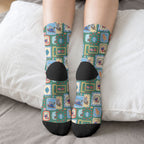 Australia Wildlife Christmas Stamp Crew Socks Green Aussie Native Animal Seamless Pattern