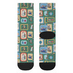 Australia Wildlife Christmas Stamp Crew Socks Green Aussie Native Animal Seamless Pattern