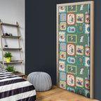 Australia Wildlife Christmas Stamp Door Cover Green Aussie Native Animal Seamless Pattern