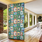 Australia Wildlife Christmas Stamp Door Cover Green Aussie Native Animal Seamless Pattern