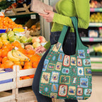 Australia Wildlife Christmas Stamp Grocery Bag Green Aussie Native Animal Seamless Pattern