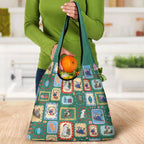Australia Wildlife Christmas Stamp Grocery Bag Green Aussie Native Animal Seamless Pattern