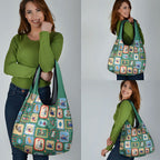 Australia Wildlife Christmas Stamp Grocery Bag Green Aussie Native Animal Seamless Pattern