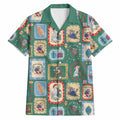 Australia Wildlife Christmas Stamp Hawaiian Shirt Green Aussie Native Animal Seamless Pattern