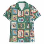 Australia Wildlife Christmas Stamp Hawaiian Shirt Green Aussie Native Animal Seamless Pattern