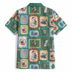 Australia Wildlife Christmas Stamp Hawaiian Shirt Green Aussie Native Animal Seamless Pattern