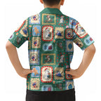 Australia Wildlife Christmas Stamp Hawaiian Shirt Green Aussie Native Animal Seamless Pattern