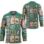 Australia Wildlife Christmas Stamp Hockey Jersey Green Aussie Native Animal Seamless Pattern