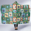 Australia Wildlife Christmas Stamp Hooded Blanket Green Aussie Native Animal Seamless Pattern