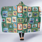 Australia Wildlife Christmas Stamp Hooded Blanket Green Aussie Native Animal Seamless Pattern