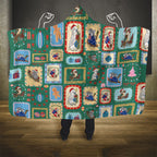 Australia Wildlife Christmas Stamp Hooded Blanket Green Aussie Native Animal Seamless Pattern