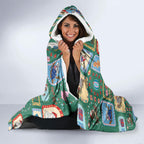 Australia Wildlife Christmas Stamp Hooded Blanket Green Aussie Native Animal Seamless Pattern