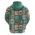 Australia Wildlife Christmas Stamp Hoodie Green Aussie Native Animal Seamless Pattern