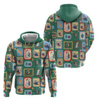 Australia Wildlife Christmas Stamp Hoodie Green Aussie Native Animal Seamless Pattern