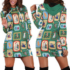 Australia Wildlife Christmas Stamp Hoodie Dress Green Aussie Native Animal Seamless Pattern