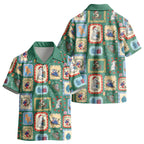 Australia Wildlife Christmas Stamp Kid Hawaiian Shirt Green Aussie Native Animal Seamless Pattern