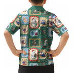 Australia Wildlife Christmas Stamp Kid Hawaiian Shirt Green Aussie Native Animal Seamless Pattern