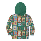 Australia Wildlife Christmas Stamp Kid Hoodie Green Aussie Native Animal Seamless Pattern