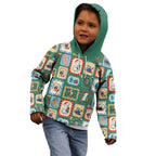 Australia Wildlife Christmas Stamp Kid Hoodie Green Aussie Native Animal Seamless Pattern