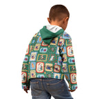 Australia Wildlife Christmas Stamp Kid Hoodie Green Aussie Native Animal Seamless Pattern