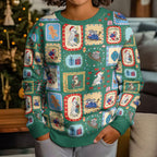 Australia Wildlife Christmas Stamps Kid Ugly Christmas Sweater Green Aussie Native Animal Seamless Pattern