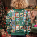 Australia Wildlife Christmas Stamps Kid Ugly Christmas Sweater Green Aussie Native Animal Seamless Pattern